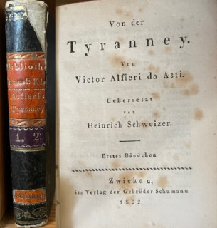 Alfieri (da Asti), Victor: Von der Tyranney. 2 Bände in 1 Band.